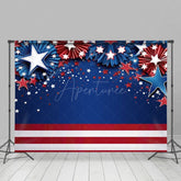 Aperturee - Aperturee Blue Red Stripe Stars July 4th Photography Backdrop